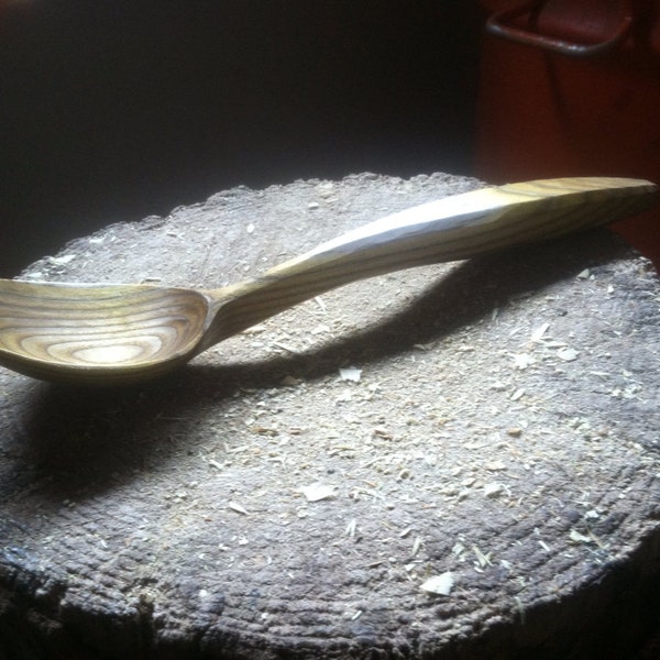 Hand carved wooden serving spoon or ladle