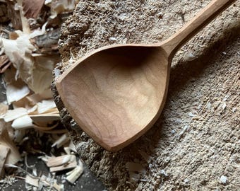 Hand carved wooden cooking spoon