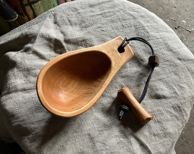 Featured listing image: Hand carved wooden canoe cup or noggin