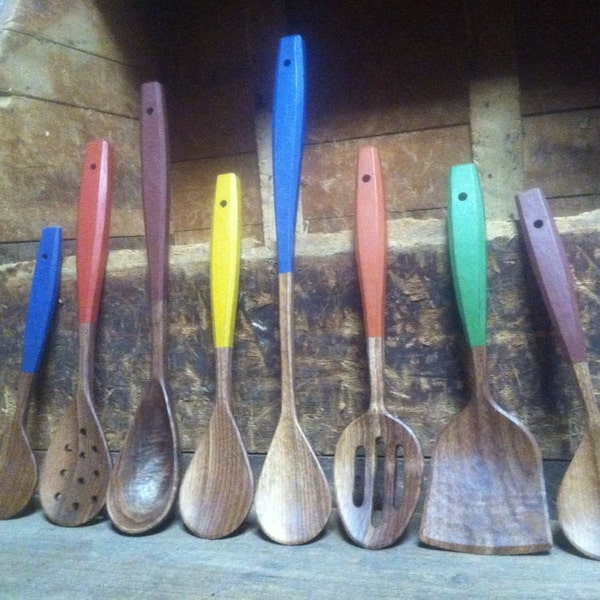Hand carved, hand painted cooking spoon set (Reserved for Randy)