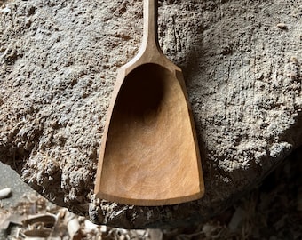 Wok style cooking spoon, 11” wooden spoon