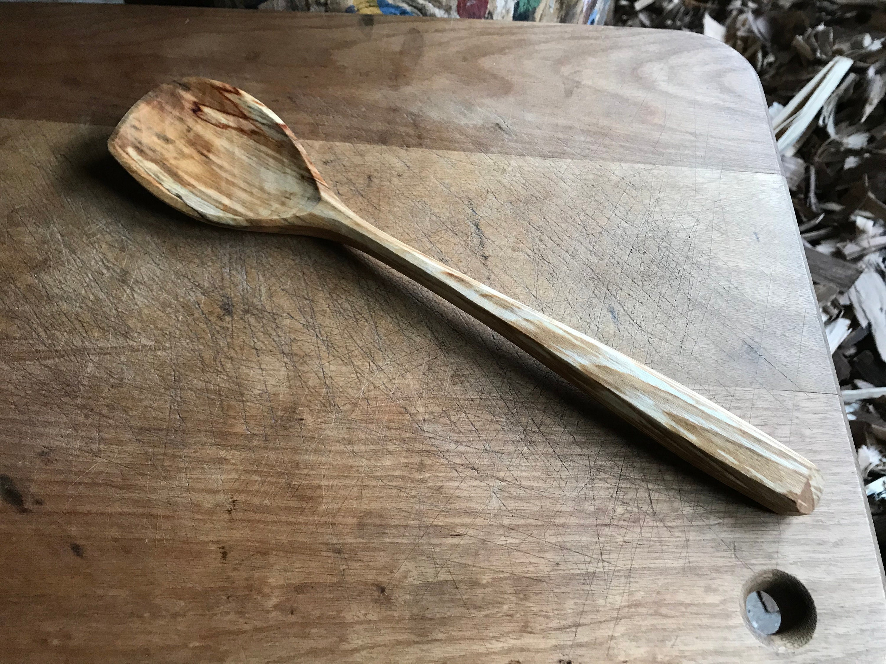11cooking spoon, serving spoon, left handed, hand carved wooden spoon