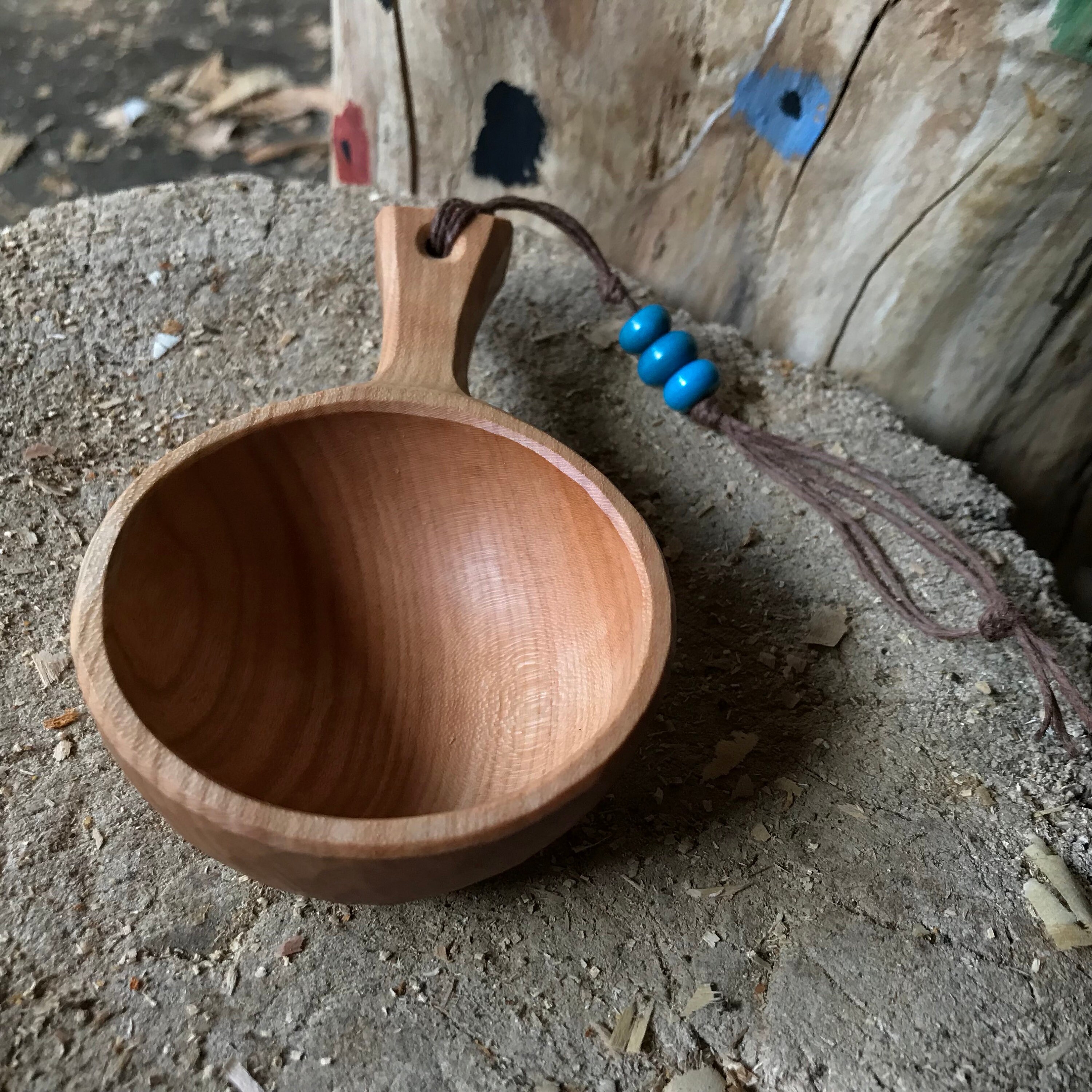 Hand carved drinking cup, mini kuksa or half noggin