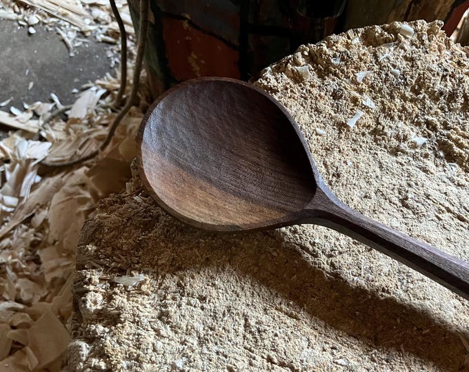 Featured listing image: Hand carved wooden serving spoon