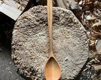 Hand carved black cherry cooking spoon