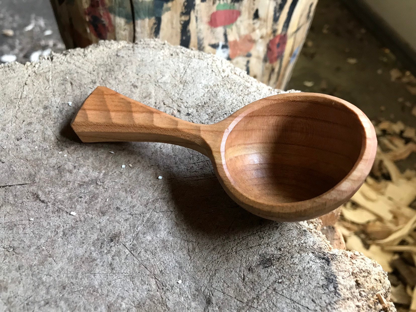 Coffee scoop, 2tbs scoop, small ladle, 5 long, hand carved wooden spoon