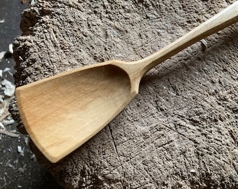 Wok style cooking spoon, 10” wooden spoon