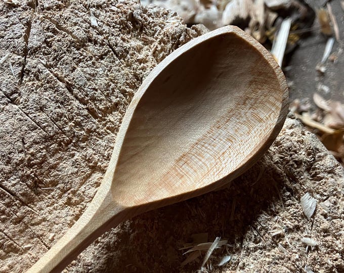 Featured listing image: Cooking spoon, left handed, 11” wooden spoon