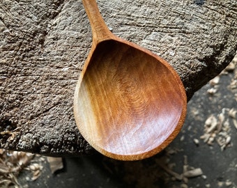 Cooking spoon, wok ladle, serving spoon, 11” hand carved wooden spoon