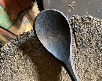 9" cooking spoon, soup spoon, all in one spoon, hand carved wooden spoon