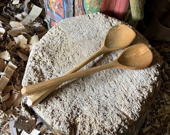 Hand carved wooden salad spoons