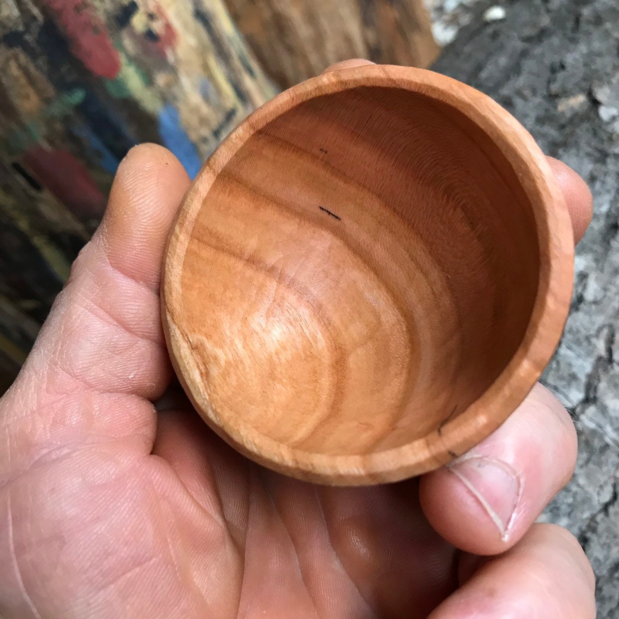 Small bowl, salt cellar, wooden bowl, carved by the small apprentice