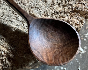 Hand carved black walnut cooking spoon