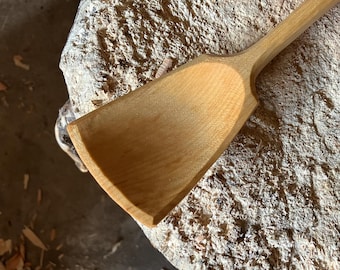 Wok style cooking spoon, 11” wooden spoon