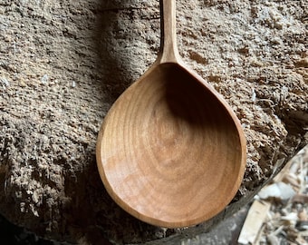 Hand carved black cherry cooking spoon