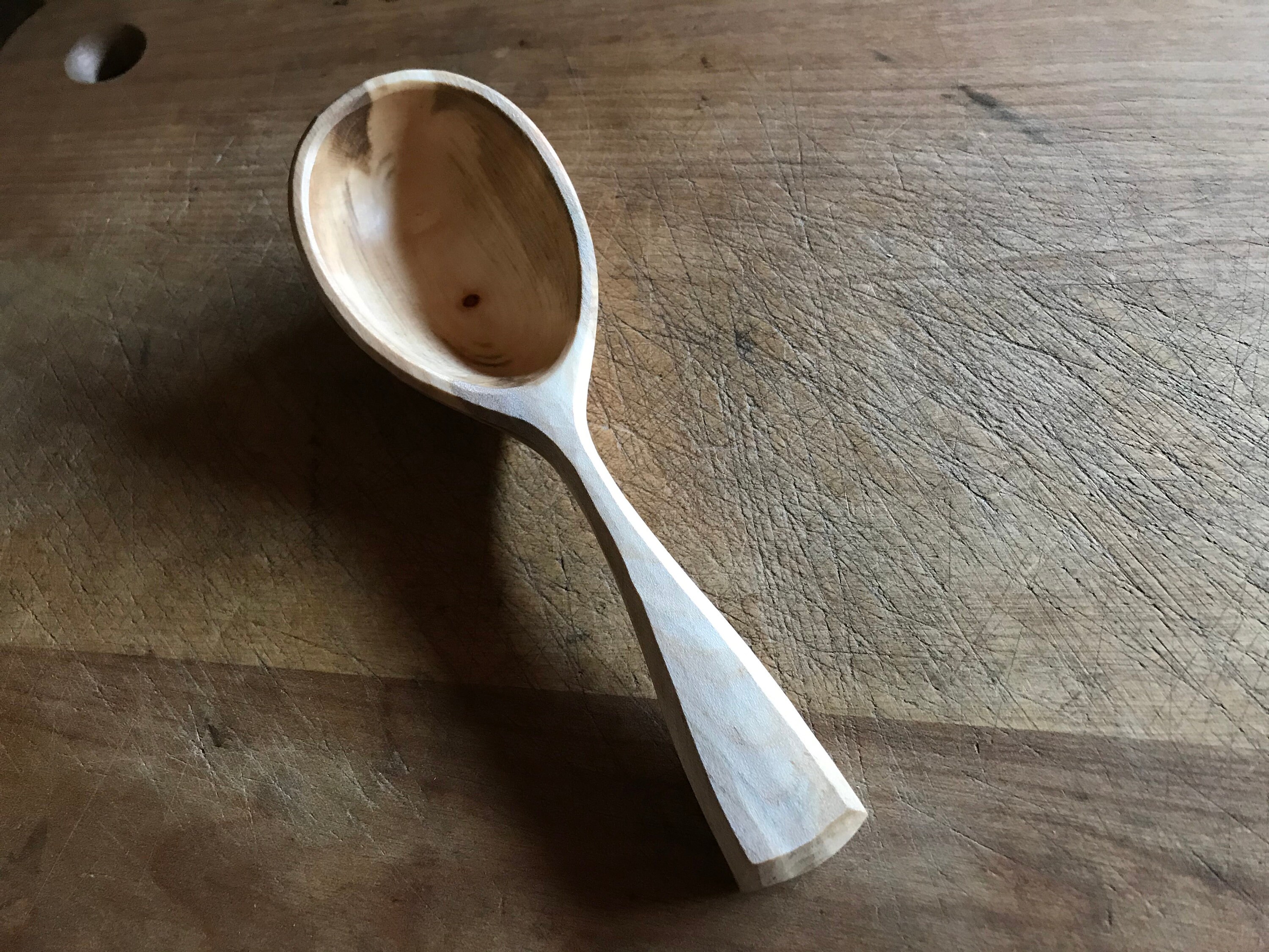 1/4 cup scoop, small ladle, 7 long, hand carved wooden spoon