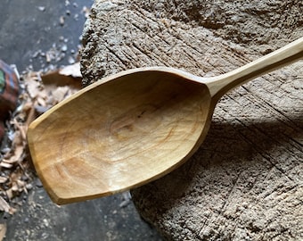 Cooking spoon, serving spoon, 12” inch hand carved wooden spoon