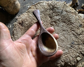 Coffee scoop, 2tbs scoop, small ladle, 6” long, hand carved wooden spoon