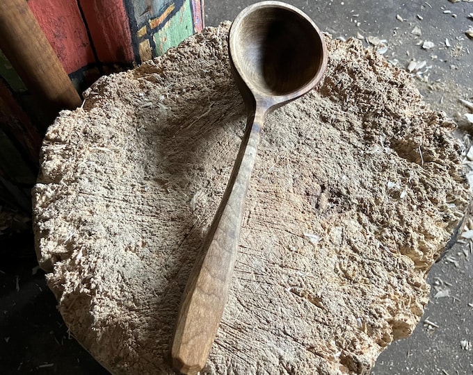 Featured listing image: Hand carved wooden serving ladle