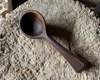 Hand carved wooden coffee scoop