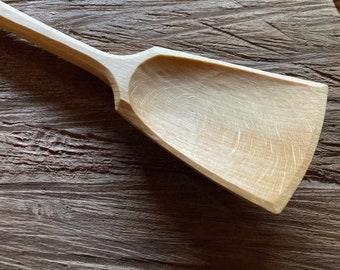 Wok style cooking spoon, 11” wooden spoon