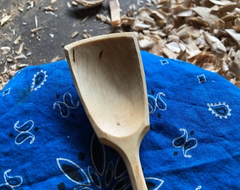 Wok style cooking spoon, 12” wooden spoon