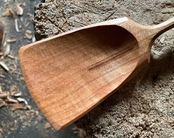 Wok style spoon, wooden spoon, cooking spoon, serving spoon, hand carved 10” spoon