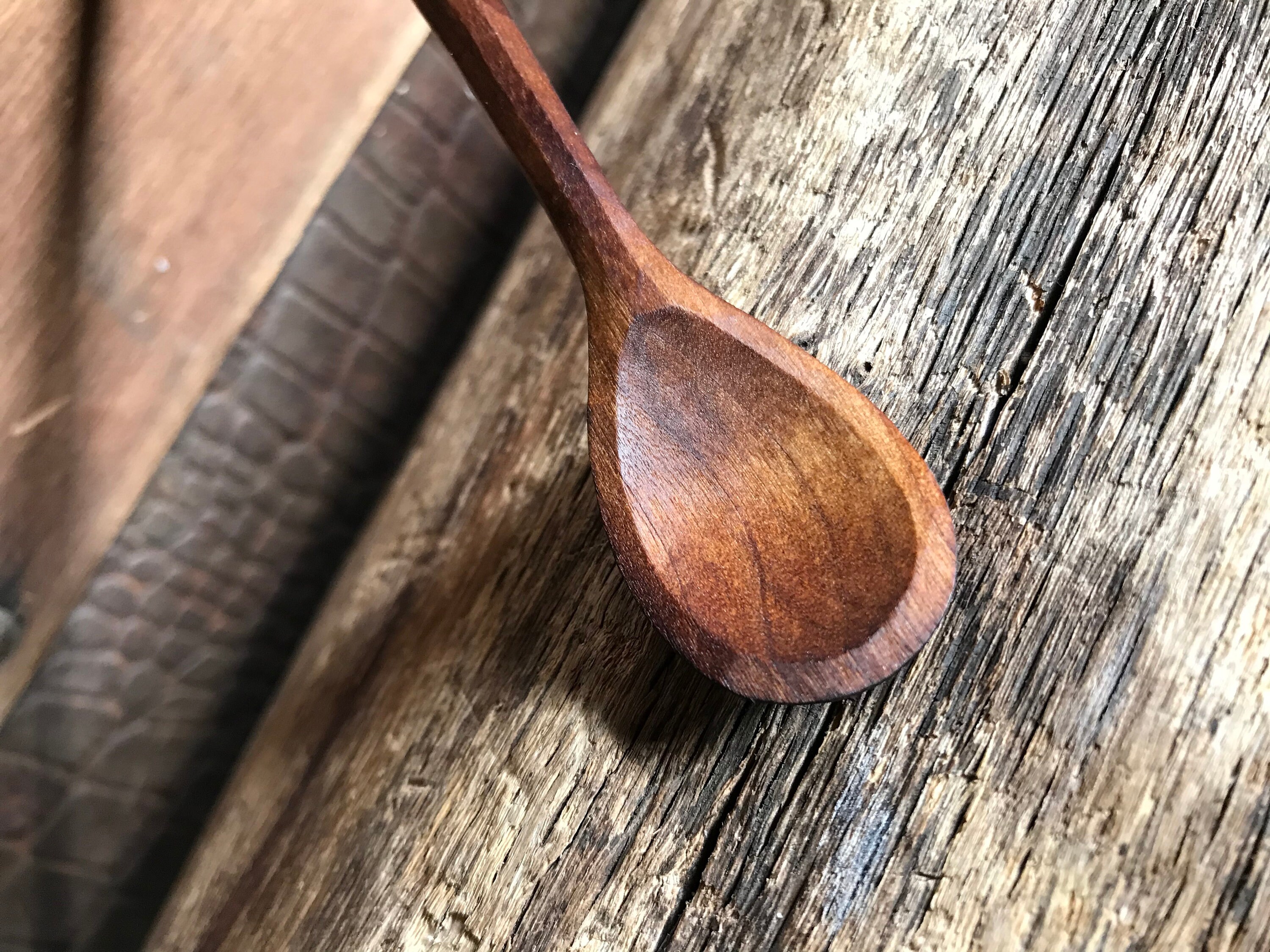 6” tea spoon, wooden spoon, serving spoon, carved by the small apprentice