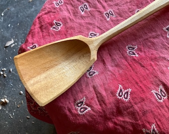 Wok style cooking spoon, 12” wooden spoon