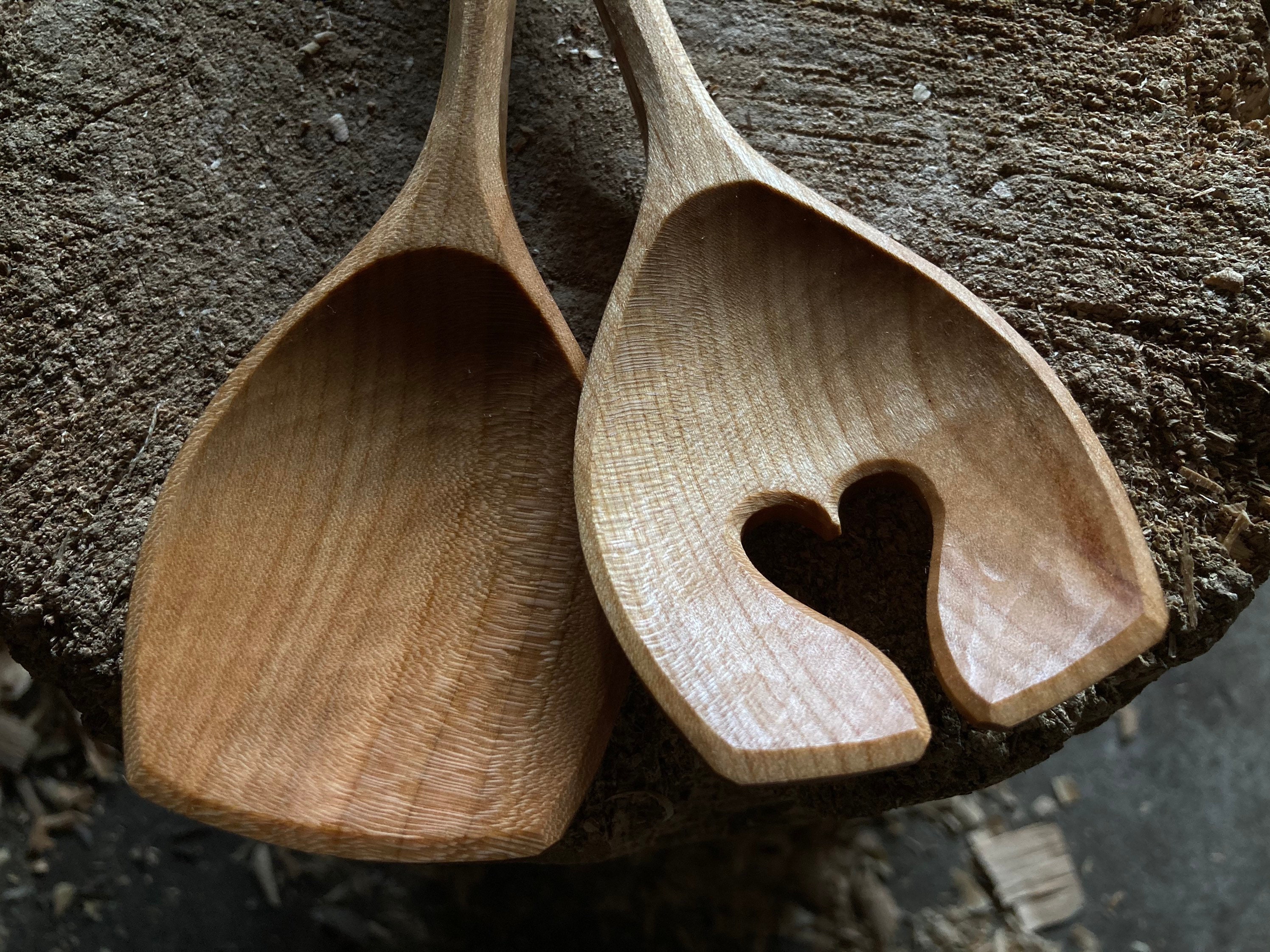 10 Salad spoons, salad servers, wooden spoons, serving spoons, hand