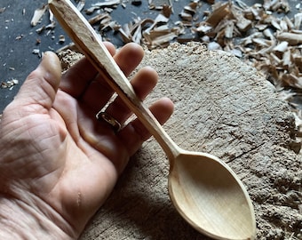 Hand carved maple cooking spoon
