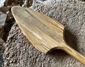 Wooden spoon, spatula, pizza server serving spoon, 11” hand carved by the large apprentice