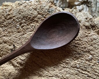 Eating spoon, cooking spoon, left handed spoon, hand carved wooden spoon