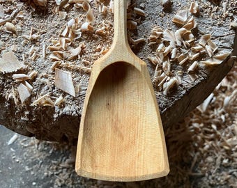 Wok style cooking spoon, 12” wooden spoon