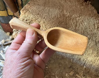 Hand carved wooden coffee scoop