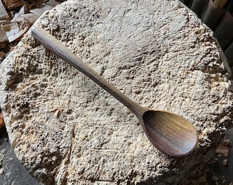 Hand carved wooden cooking spoon