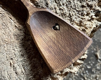 Hand carved wooden cooking spoon
