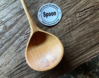 12 inch wooden spoon, cooking spoon, serving spoon carved by the small apprentice