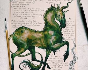 Unicorn Fantasy Art Print – Watercolor Faerie Wall Art, Cottagecore Gift (8x10)