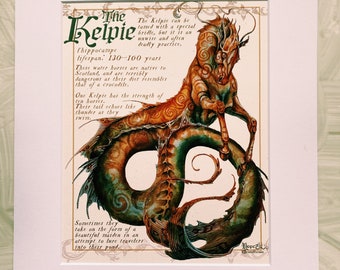 Scottish Kelpie Art Print – Fantasy Water Horse Watercolor Folklore Wall Art (8x10)