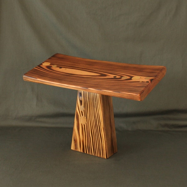 Meditation/Kneeling Stool/Bench made of Blackened Douglas Fir with Planets/Solar System Inlaid