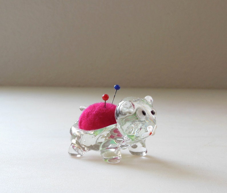 Glass Cat Pin Cushion Animal Figural Pin Cushion Velvet pin Etsy