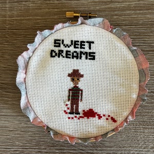 Inspired by A Nightmare on Elm Street: Sweet Dreams Cross-Stitch Finished Product Wall Decor