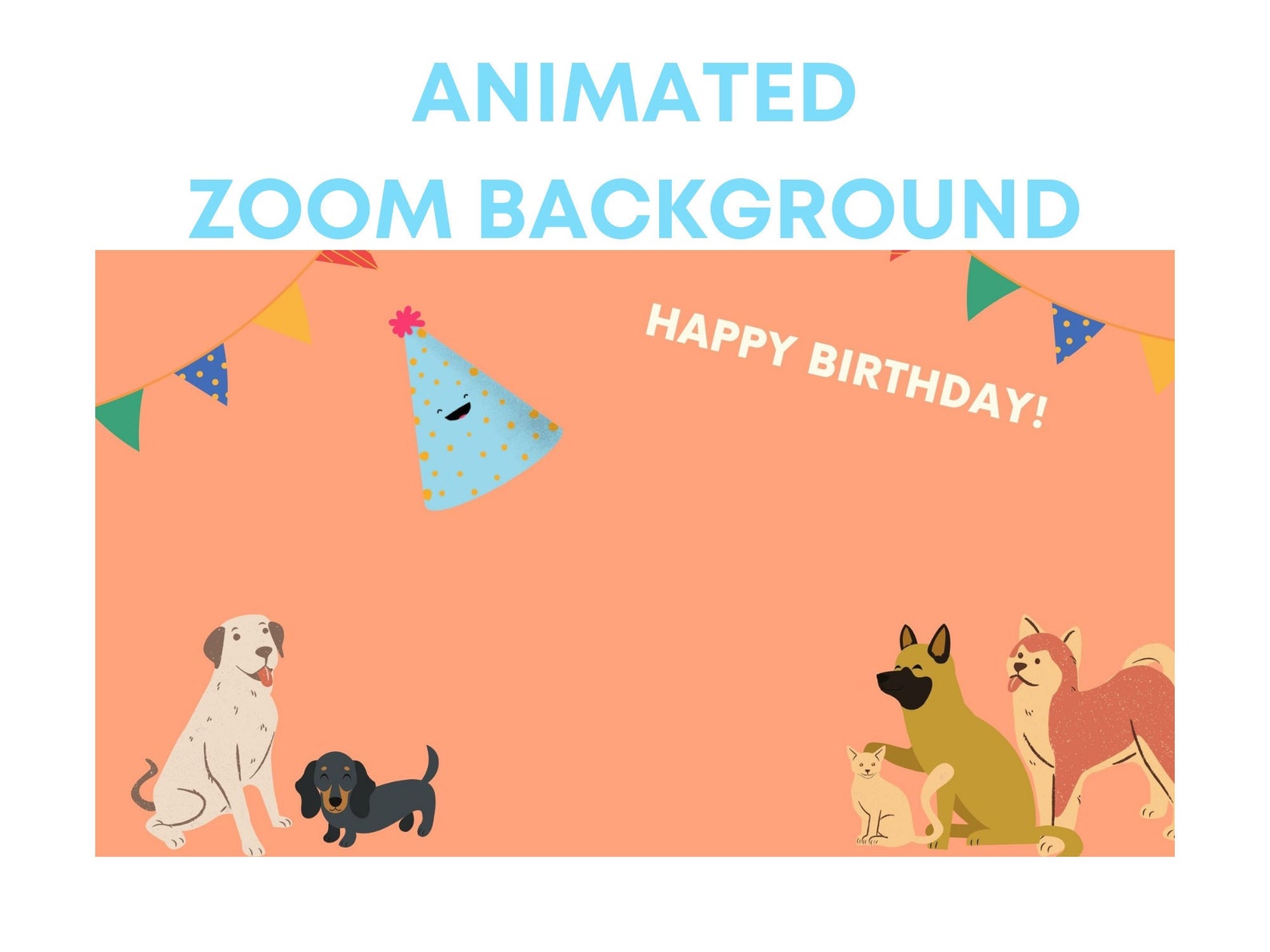 Happy Birthday Zoom Background Pet Background Animated Party Etsy