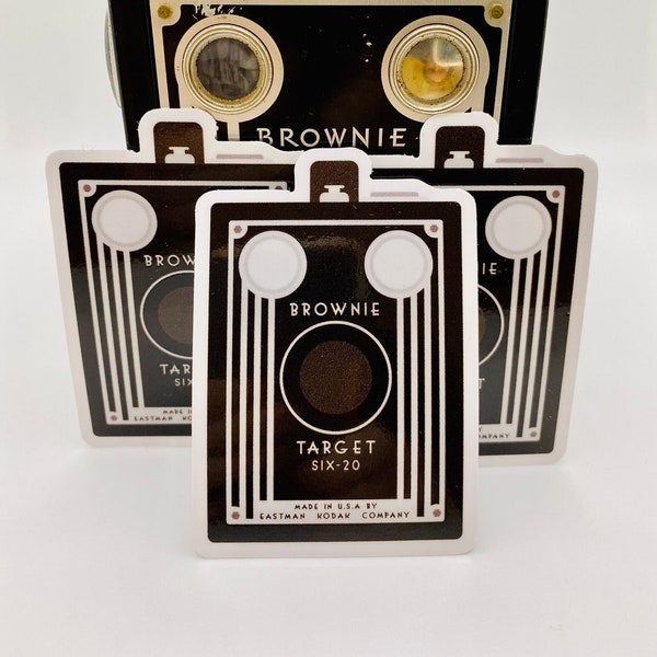 Kodak Target Six-20 Brownie Art Deco Box Camera; Die-Cut; Vinyl Sticker