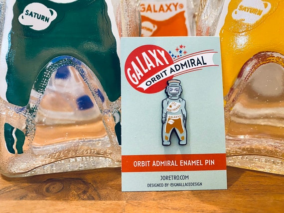 Galaxy Spaceman Syrup Bottle Enamel Pin - 2 Colors - Orange Orbit