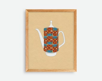 Mid-Century Modern Tea Pot/Coffee Pot Illustration Giclée Print