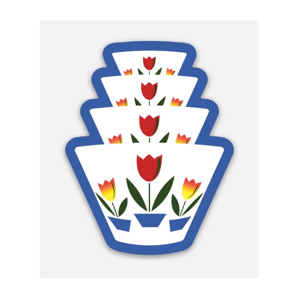 Fire King Nested Tulip Mixing Bowls Die Cut Sticker; Matte Vinyl Sticker