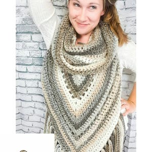 Crochet PATTERN Boho Hooded Scarf Hooded Triangle Scarf Crochet Pattern Boho Fringe Scarf Pattern Wanderlust Hooded Scarf Pattern image 4