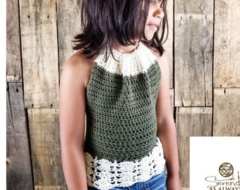 Crochet PATTERN | Girl's Laskeside Halter Top Crochet Pattern | Size 2-10 | PDF Digital Download | Child's Summer Crochet Pattern